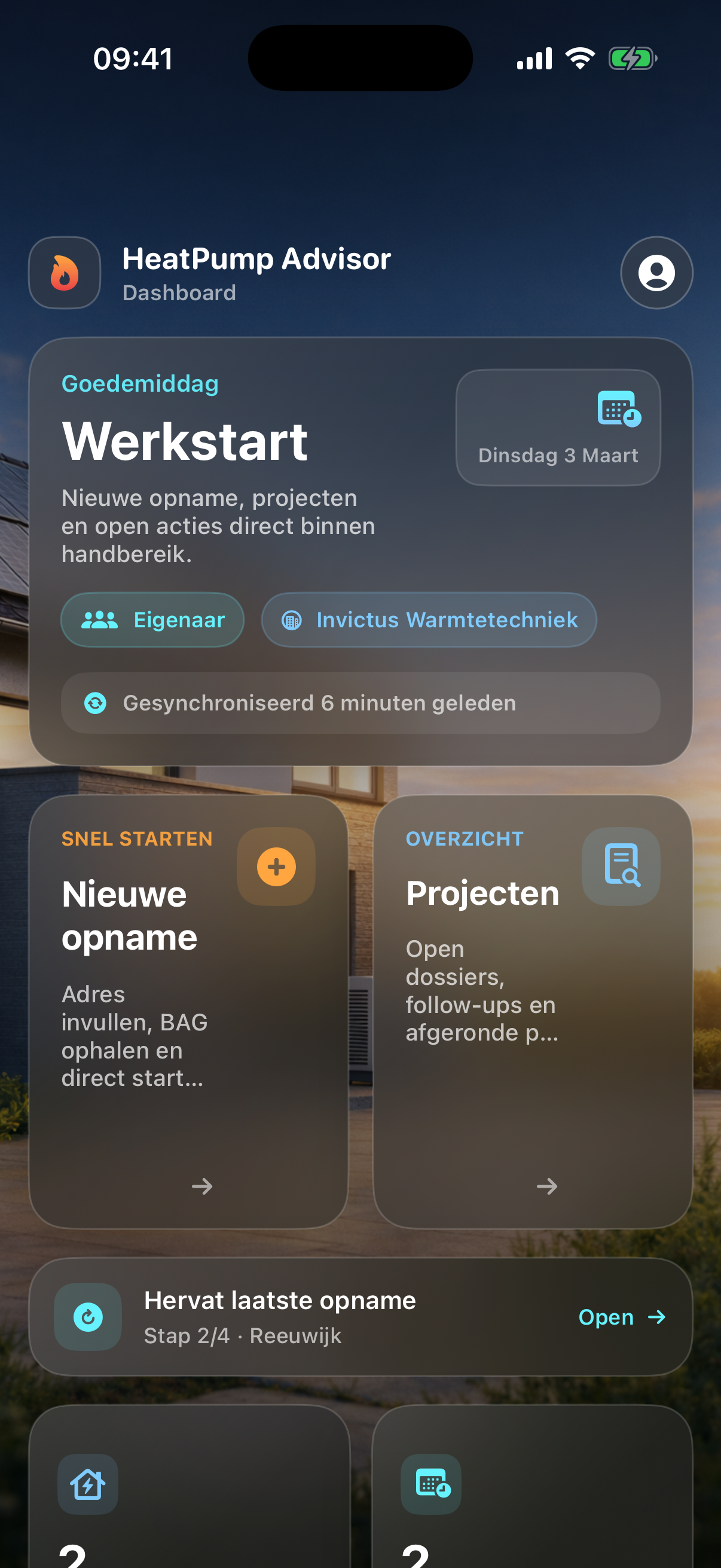 HeatPumpAdvisor app dashboard